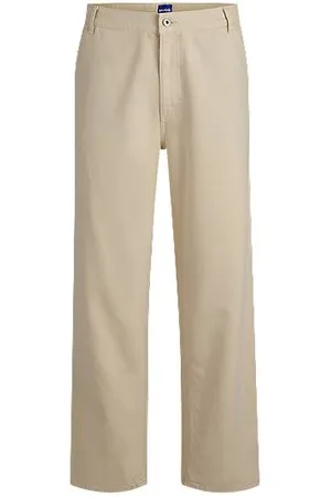 HUGO BOSS Baggy-fit trousers in cotton canvas