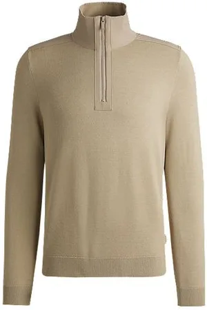 HUGO BOSS Zip-neck sweater with softshell trims