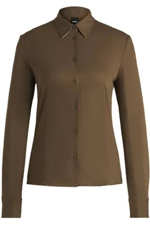 HUGO BOSS Extra-slim-fit blouse in cotton jersey