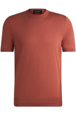 HUGO BOSS Regular-fit knit T-shirt in silk and cotton