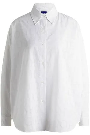 HUGO BOSS Oversized-fit blouse with devoré logo print