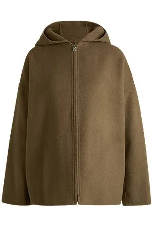 HUGO BOSS Hooded coat in a double-faced wool blend