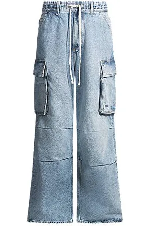 HUGO BOSS Loose-fit jeans in blue stonewashed denim