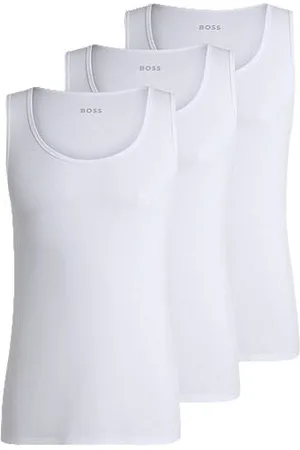 HUGO BOSS Three-pack of cotton tank tops with embroidered logos