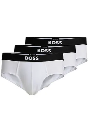 HUGO BOSS Three-pack of stretch-cotton briefs with logo waistbands