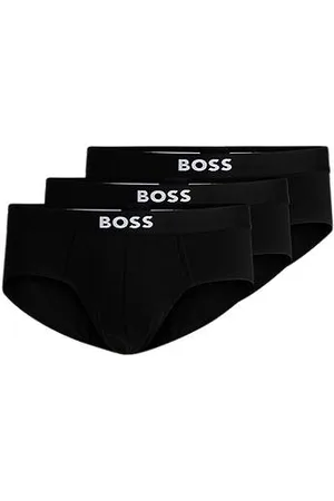 HUGO BOSS Three-pack of stretch-cotton briefs with logo waistbands