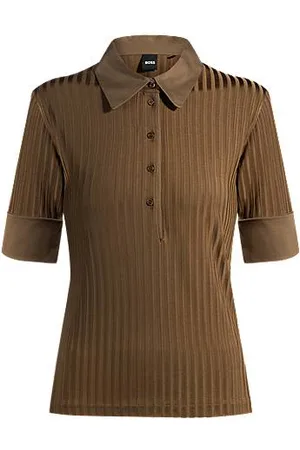 HUGO BOSS Ribbed polo-collar T-shirt with plain trims