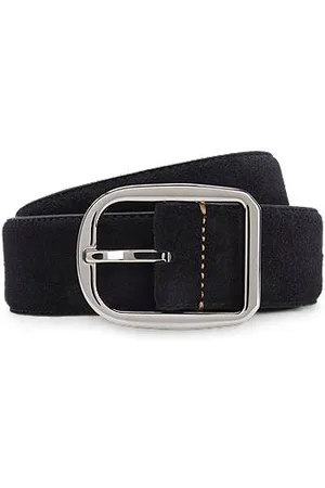 HUGO BOSS Italian-made suede belt with frame buckle
