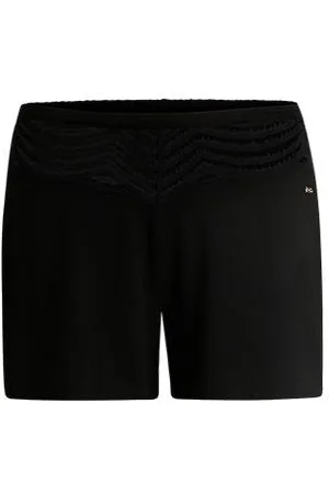 HUGO BOSS Lace-trim pyjama shorts in stretch fabric