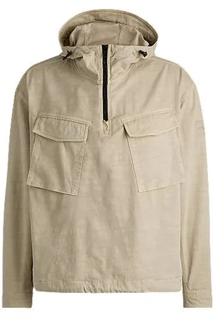 HUGO BOSS Anorak-style overshirt in structured cotton