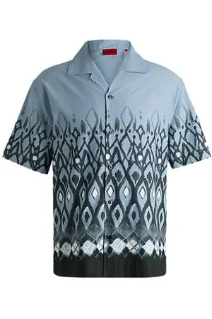 HUGO BOSS Oversized-fit cotton shirt with hand-painted print