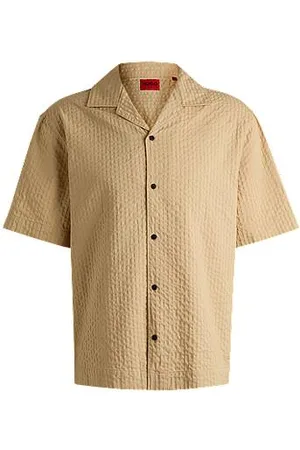 HUGO BOSS Oversized-fit shirt in cotton seersucker
