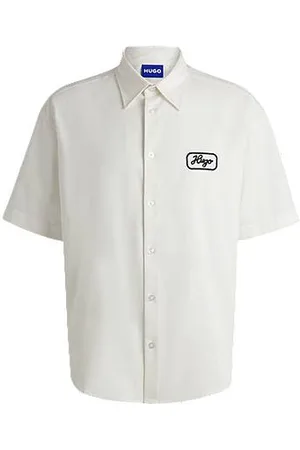 HUGO BOSS Cotton-twill shirt with embroidered artwork