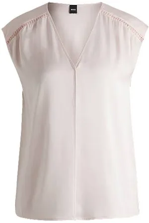 HUGO BOSS Sleeveless blouse in stretch-silk satin