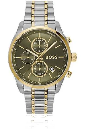 HUGO BOSS Two-tone chronograph watch with olive dial
