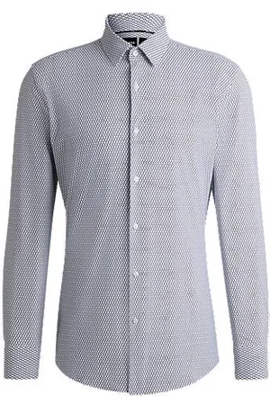 HUGO BOSS Slim-fit shirt in printed performance-stretch jersey