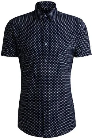 HUGO BOSS Slim-fit shirt in printed performance-stretch jersey