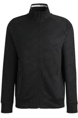 HUGO BOSS Circle-jacquard zip-up sweatshirt with side stripes