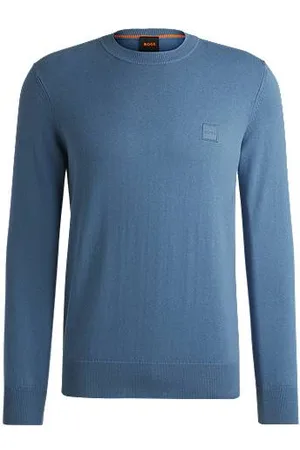 HUGO BOSS Cotton-cashmere regular-fit sweater with logo patch