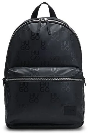 HUGO BOSS Faux-leather backpack with stacked-logo pattern