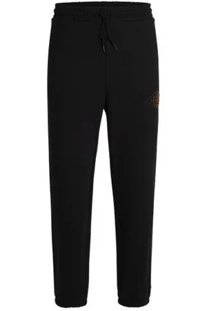 HUGO BOSS Cotton-terry tracksuit bottoms with embroidered logo