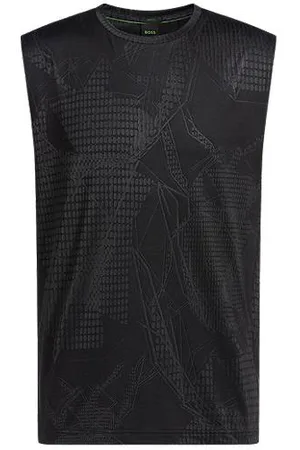 HUGO BOSS Active sleeveless T-shirt in jacquard stretch fabric
