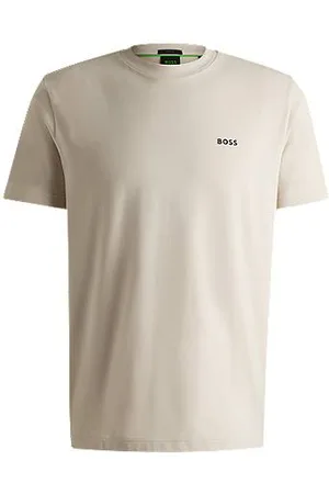 HUGO BOSS Regular-fit T-shirt in stretch cotton with contrast logo