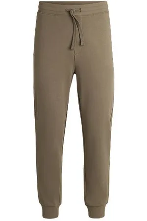 HUGO BOSS Cotton-terry tracksuit bottoms with logo print