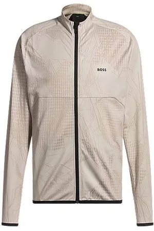 HUGO BOSS Active zip-up sweatshirt with dynamic jacquard pattern