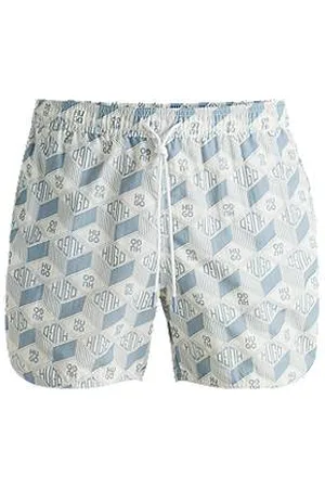 HUGO BOSS Seasonal-print swim shorts with round hem