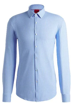 HUGO BOSS Slim-fit shirt in printed performance-stretch jersey