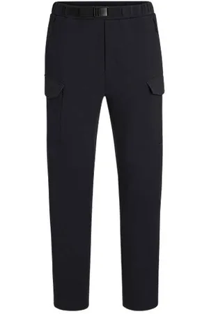 HUGO BOSS Super-stretch tracksuit bottoms with hopsack panelling