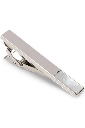 HUGO BOSS Brass tie clip with mother-of-pearl insert