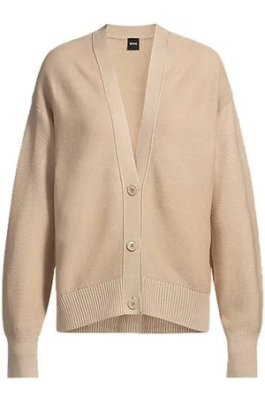HUGO BOSS V-neck cardigan in structured cotton