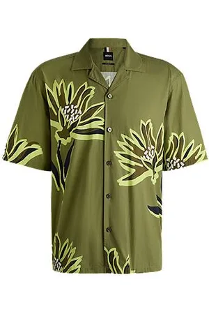 HUGO BOSS Relaxed-fit shirt in Italian-made floral-print cotton