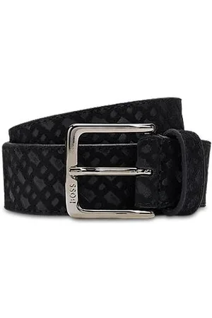 HUGO BOSS Suede belt with monogram pattern