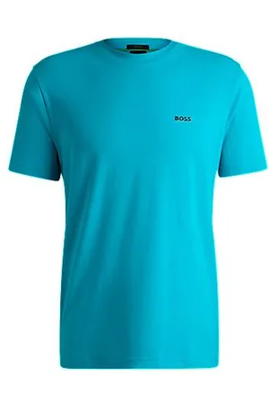 HUGO BOSS Regular-fit T-shirt in stretch cotton with contrast logo