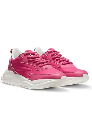 HUGO BOSS Mixed-material lace-up trainers with counter logo