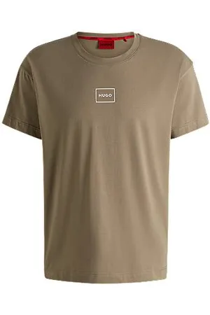 HUGO BOSS Stretch-cotton relaxed-fit T-shirt with logo print