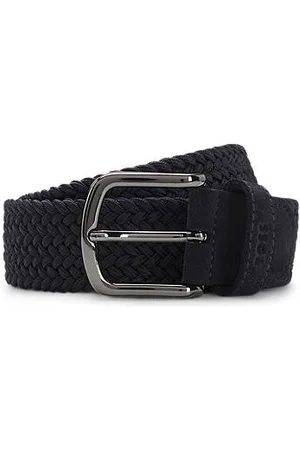 HUGO BOSS Woven belt with leather trims