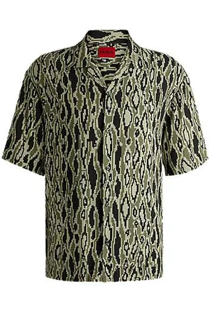 HUGO BOSS Oversized-fit shirt in python-print poplin