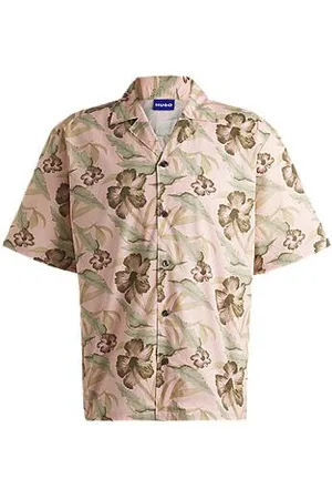 HUGO BOSS Relaxed-fit shirt in printed cotton poplin