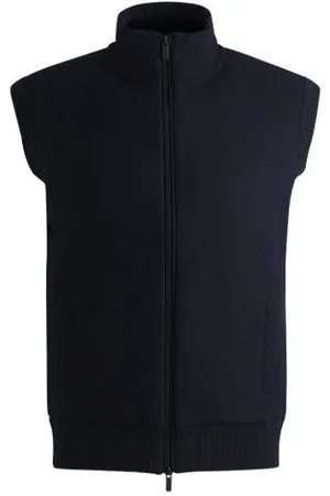 HUGO BOSS Regular-fit gilet with brushed-flannel front