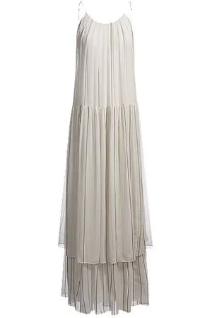 HUGO BOSS Tiered striped dress with silk