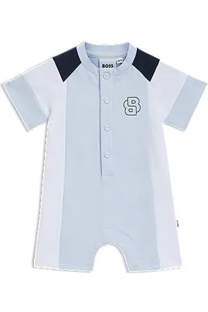 HUGO BOSS Baby playsuit in colour-blocked French terry