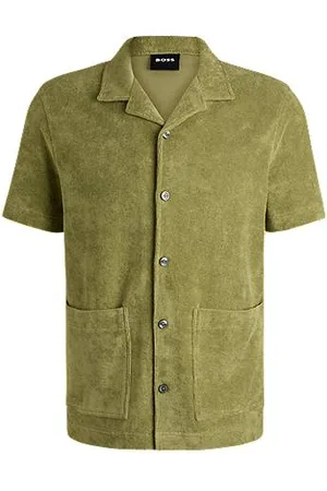 HUGO BOSS Regular-fit shirt in cotton towelling