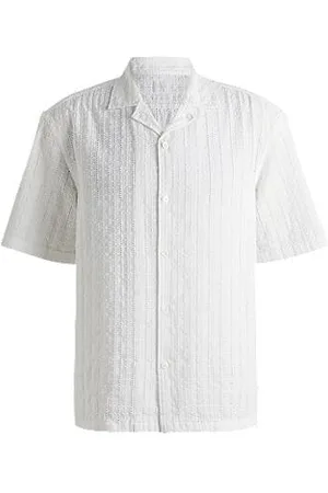 HUGO BOSS Relaxed-fit shirt with broderie anglaise