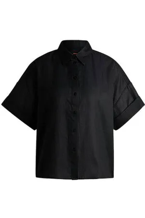HUGO BOSS Oversized-fit blouse in ramie