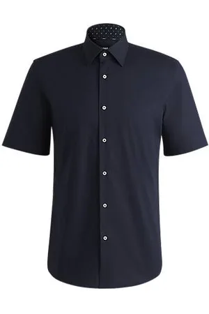 HUGO BOSS Regular-fit shirt in easy-iron stretch-cotton poplin