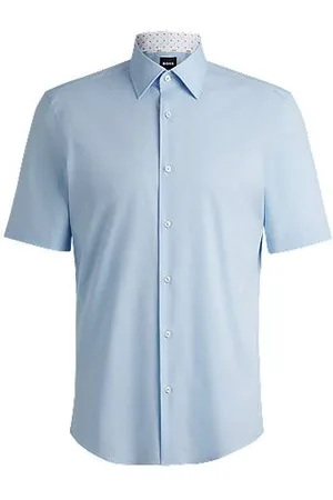 HUGO BOSS Regular-fit shirt in easy-iron stretch-cotton poplin